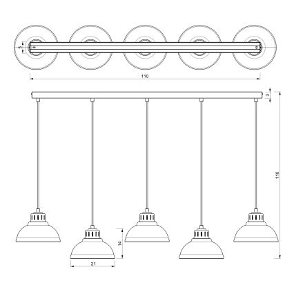 Candeeiro suspenso SVEN 5xE27/15W/230V bege