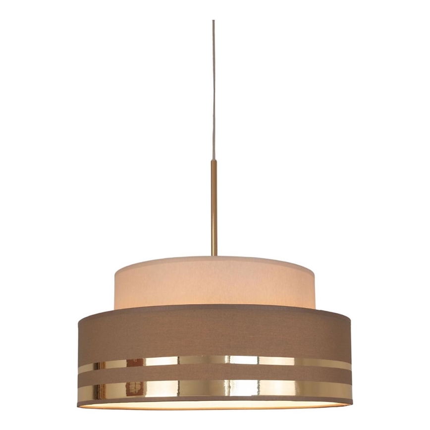 Candeeiro suspenso TAMI 1xE27/60W/230V bege/castanho/dourado