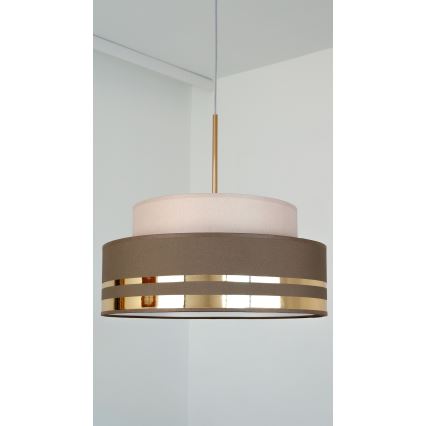 Candeeiro suspenso TAMI 1xE27/60W/230V bege/castanho/dourado