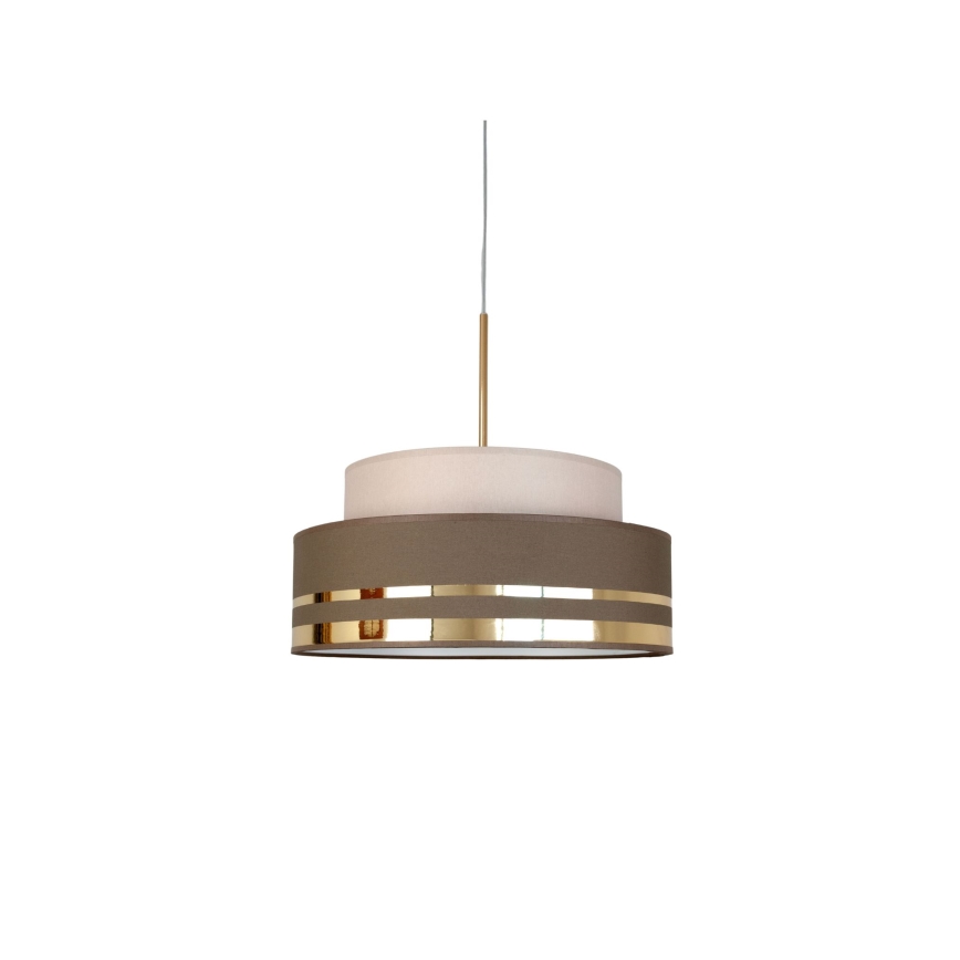 Candeeiro suspenso TAMI 1xE27/60W/230V bege/castanho/dourado