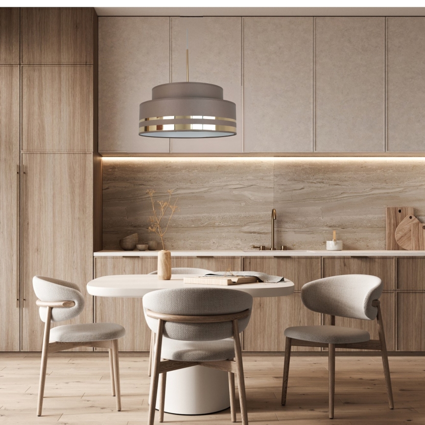Candeeiro suspenso TAMI 1xE27/60W/230V castanho/dourado