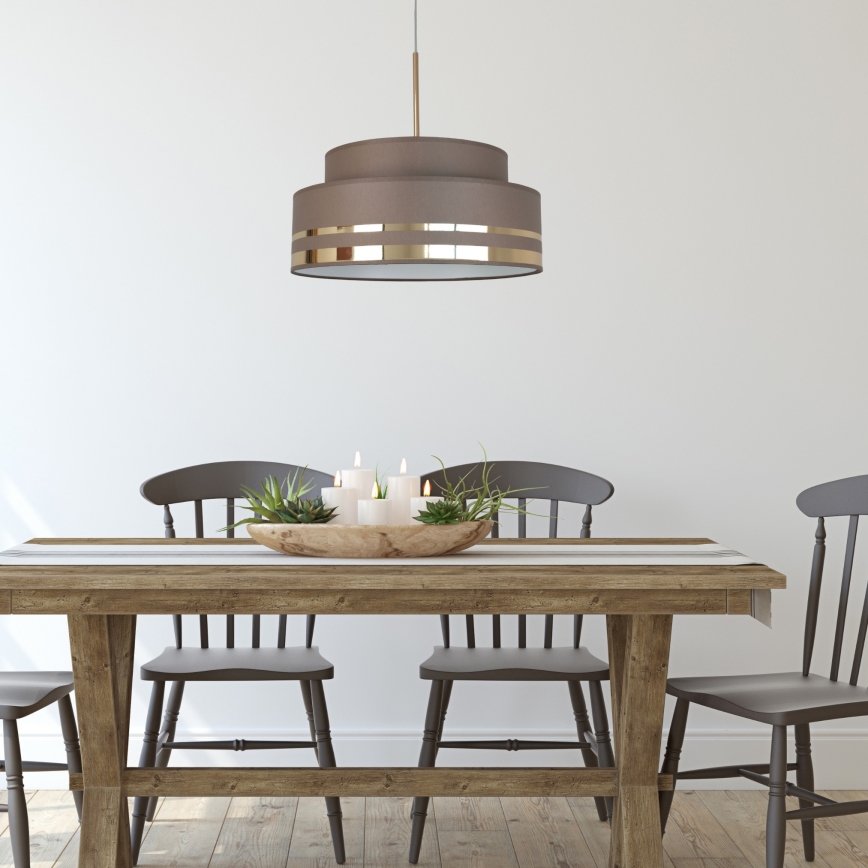 Candeeiro suspenso TAMI 1xE27/60W/230V castanho/dourado