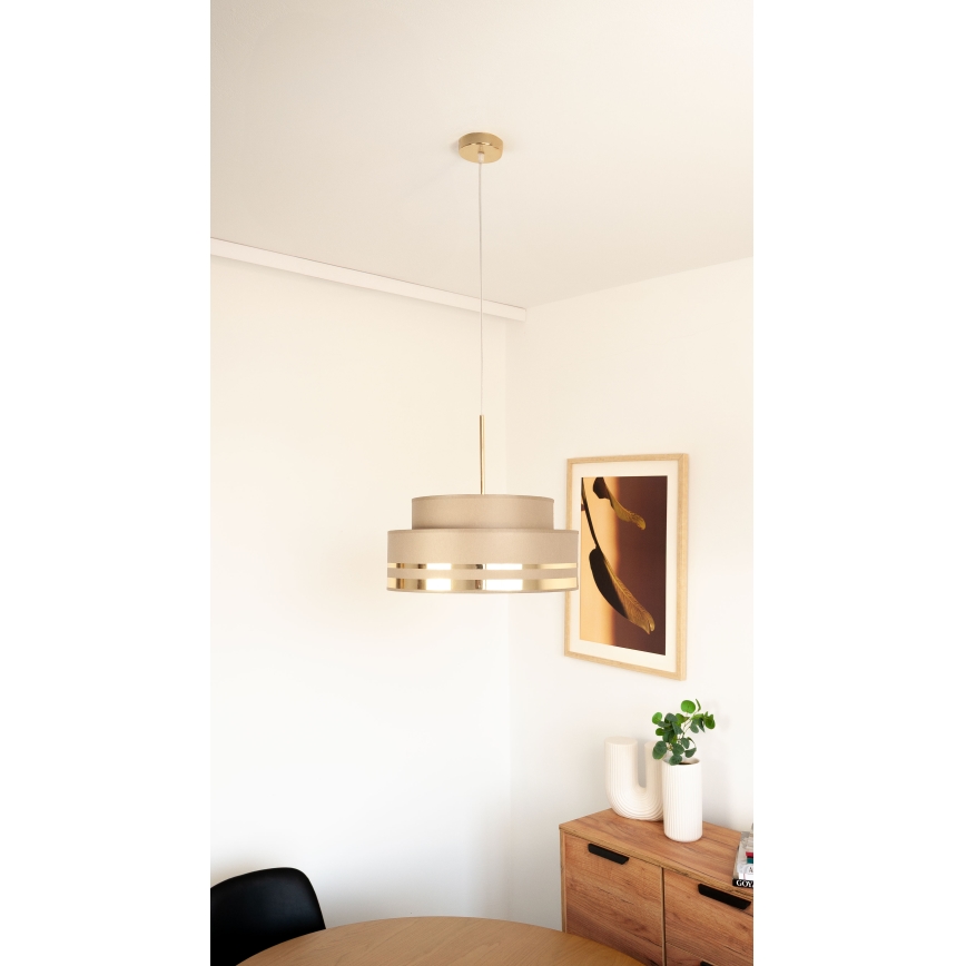 Candeeiro suspenso TAMI 1xE27/60W/230V castanho/dourado