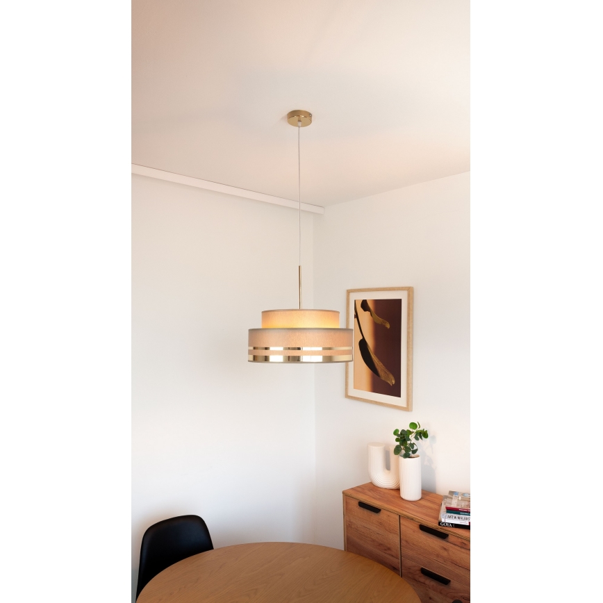 Candeeiro suspenso TAMI 1xE27/60W/230V castanho/dourado