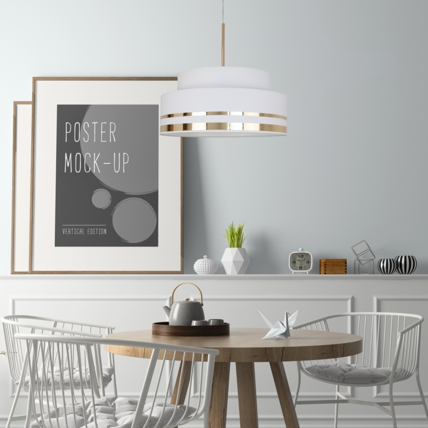 Candeeiro suspenso TAMI 1xE27/60W/230V creme/dourado