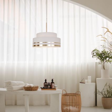 Candeeiro suspenso TAMI 1xE27/60W/230V creme/dourado
