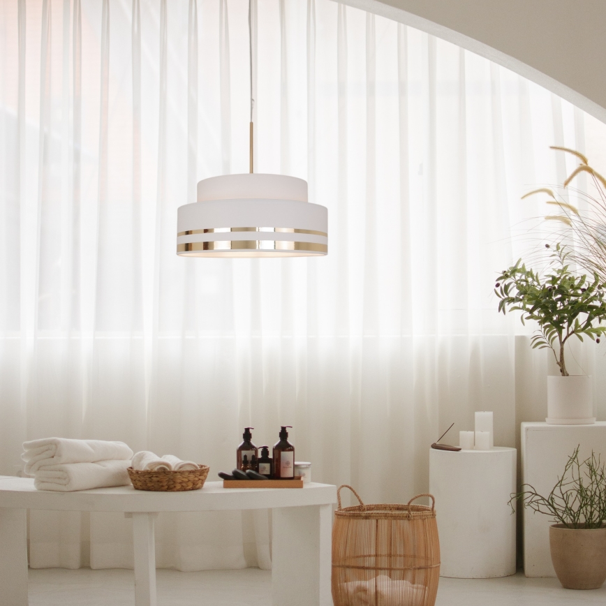 Candeeiro suspenso TAMI 1xE27/60W/230V creme/dourado