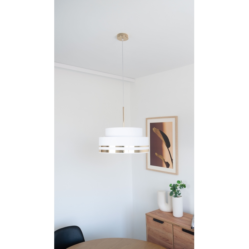 Candeeiro suspenso TAMI 1xE27/60W/230V creme/dourado