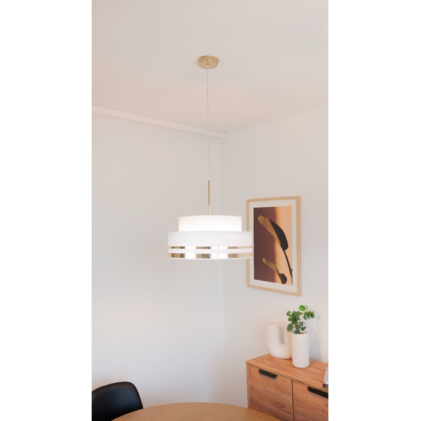 Candeeiro suspenso TAMI 1xE27/60W/230V creme/dourado