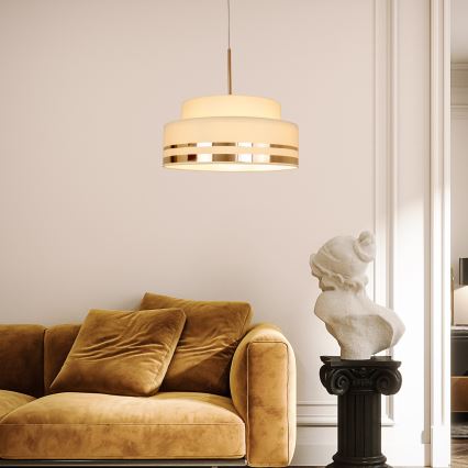 Candeeiro suspenso TAMI 1xE27/60W/230V diâmetro 40 cm bege/dourado