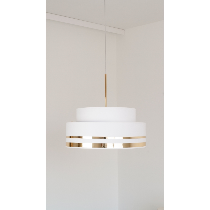 Candeeiro suspenso TAMI 1xE27/60W/230V diâmetro 40 cm creme/dourado
