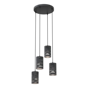 Candeeiro suspenso TANK 4xE27/15W/230V preto