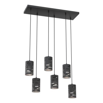 Candeeiro suspenso TANK 6xE27/15W/230V preto