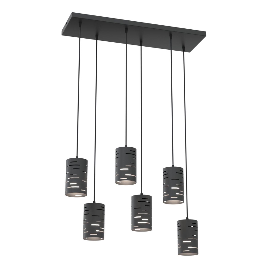 Candeeiro suspenso TANK 6xE27/15W/230V preto