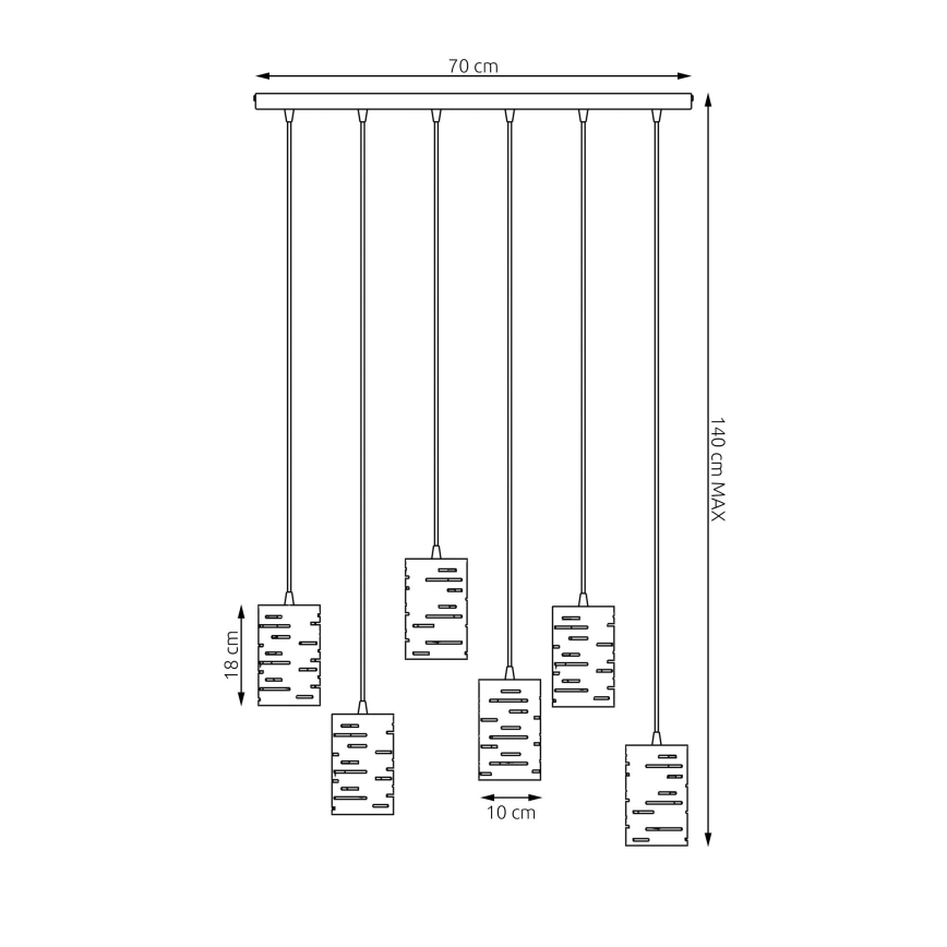 Candeeiro suspenso TANK 6xE27/15W/230V preto