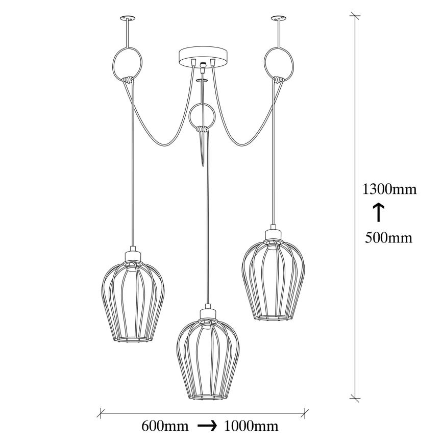 Candeeiro suspenso TEL 3xE27/40W/230V aranha