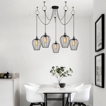 Candeeiro suspenso TEL 5xE27/40W/230V aranha