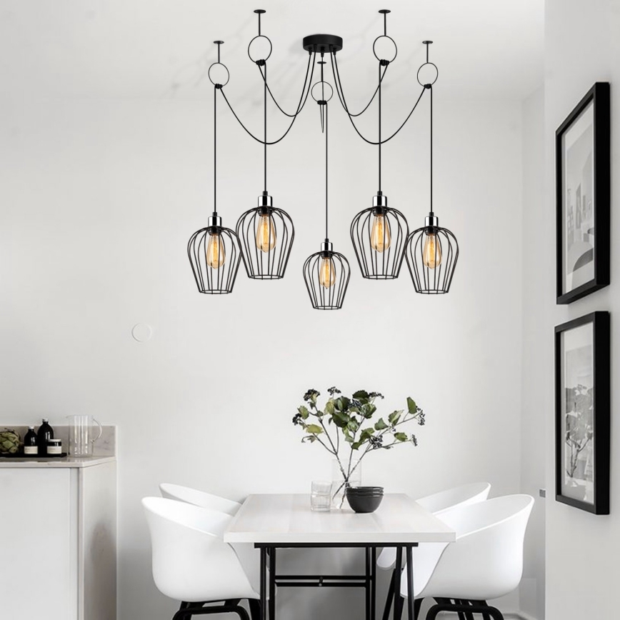 Candeeiro suspenso TEL 5xE27/40W/230V aranha