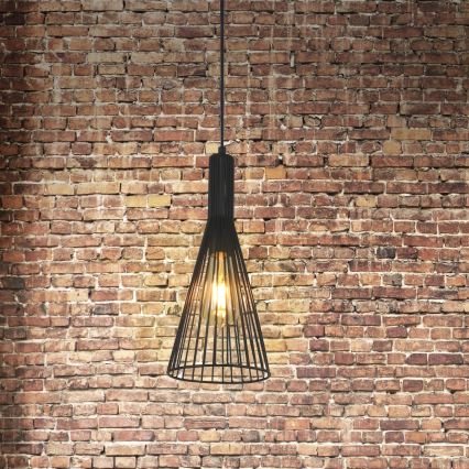 Candeeiro suspenso TIANA 1xE27/20W/230V diâmetro 15,5 cm preto