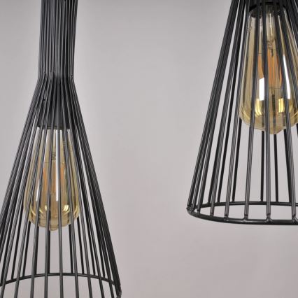 Candeeiro suspenso TIANA 3xE27/20W/230V preto