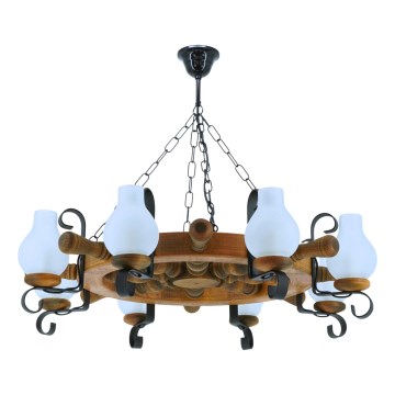 Candeeiro suspenso TIMONA 8xE14/40W/230V faia