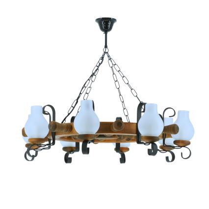 Candeeiro suspenso TIMONA 8xE14/40W/230V faia