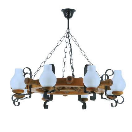 Candeeiro suspenso TIMONA 8xE14/40W/230V faia