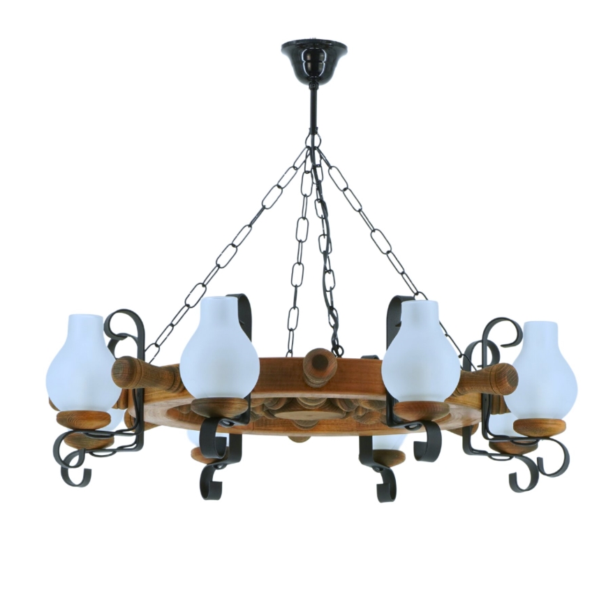 Candeeiro suspenso TIMONA 8xE14/40W/230V faia