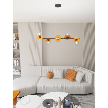 Candeeiro suspenso TOKEN 6xE27/15W/230V laranja