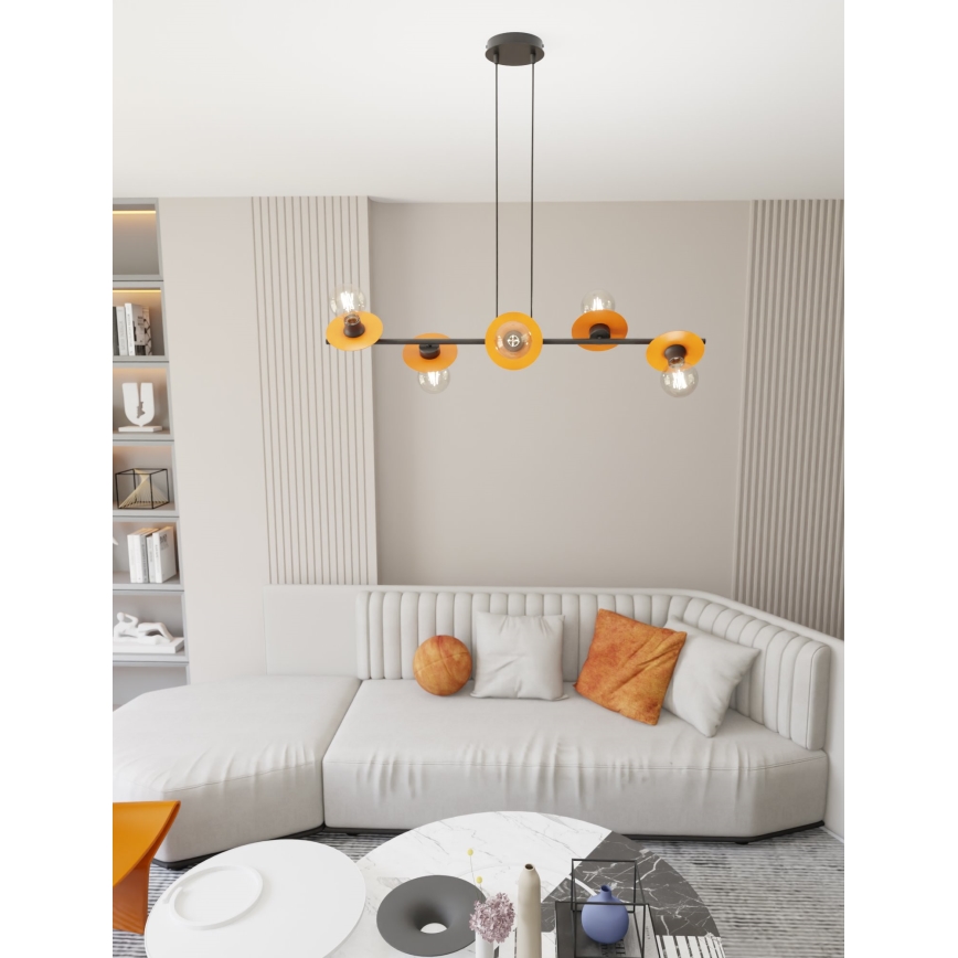 Candeeiro suspenso TOKEN 6xE27/15W/230V laranja