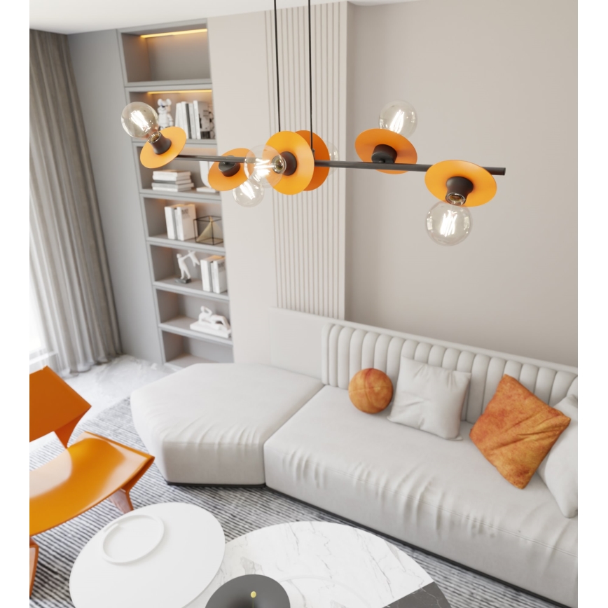 Candeeiro suspenso TOKEN 6xE27/15W/230V laranja