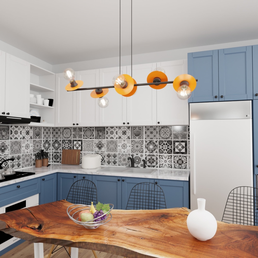Candeeiro suspenso TOKEN 6xE27/15W/230V laranja