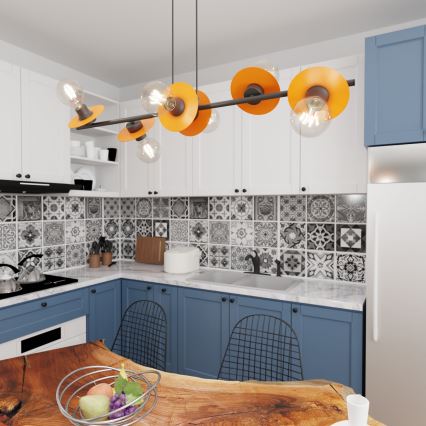 Candeeiro suspenso TOKEN 6xE27/15W/230V laranja