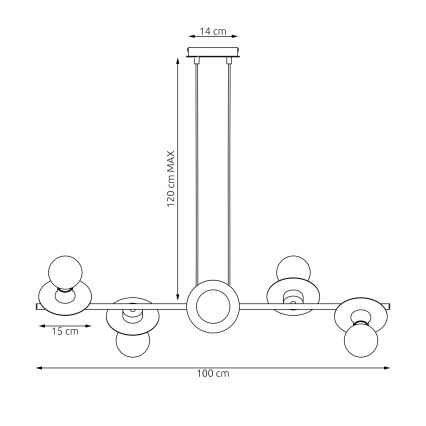 Candeeiro suspenso TOKEN 6xE27/15W/230V preto