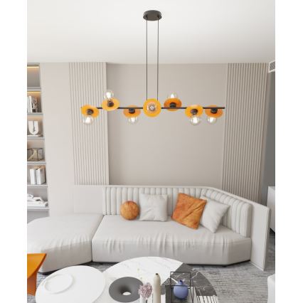Candeeiro suspenso TOKEN 8xE27/15W/230V laranja