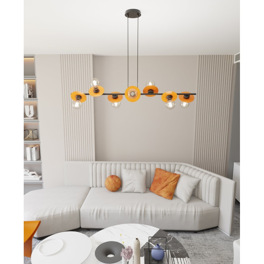 Candeeiro suspenso TOKEN 8xE27/15W/230V laranja