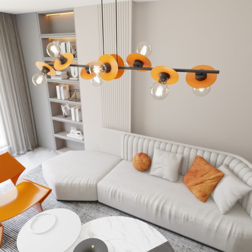 Candeeiro suspenso TOKEN 8xE27/15W/230V laranja