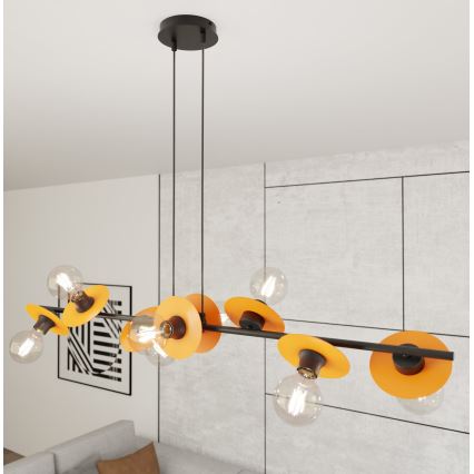 Candeeiro suspenso TOKEN 8xE27/15W/230V laranja