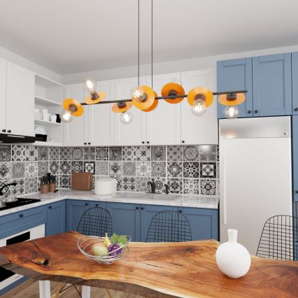 Candeeiro suspenso TOKEN 8xE27/15W/230V laranja