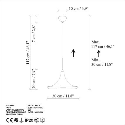 Candeeiro suspenso TOM 1xE27/40W/230V laranja
