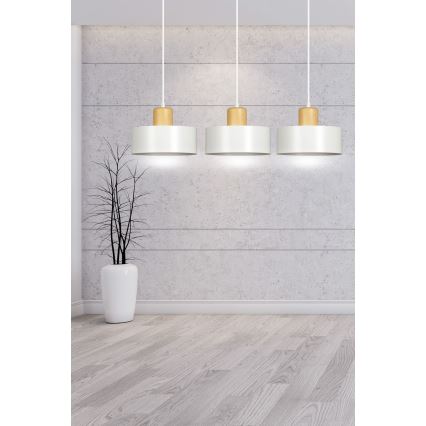 Candeeiro suspenso TORIN 3xE27/15W/230V branco