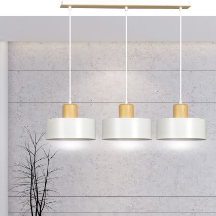 Candeeiro suspenso TORIN 3xE27/15W/230V branco