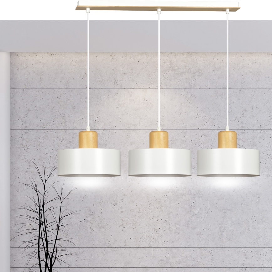 Candeeiro suspenso TORIN 3xE27/15W/230V branco