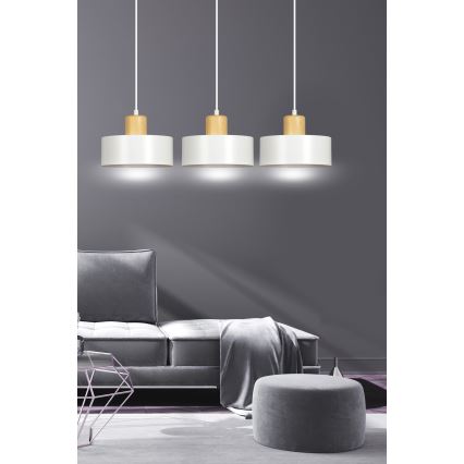 Candeeiro suspenso TORIN 3xE27/15W/230V branco