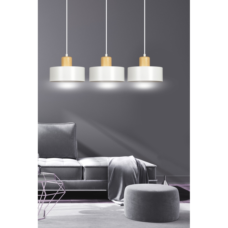 Candeeiro suspenso TORIN 3xE27/15W/230V branco