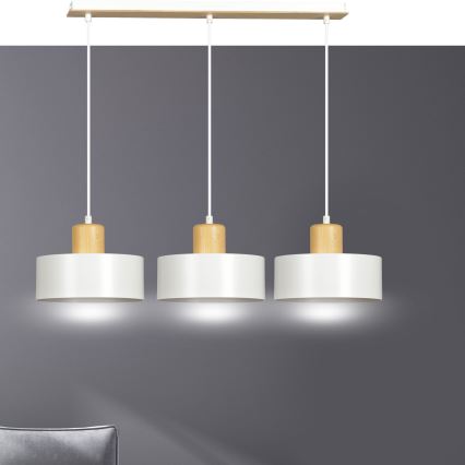 Candeeiro suspenso TORIN 3xE27/15W/230V branco
