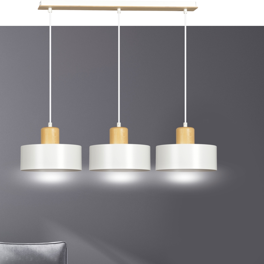 Candeeiro suspenso TORIN 3xE27/15W/230V branco