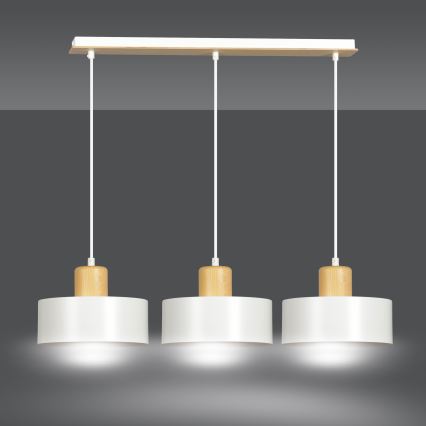 Candeeiro suspenso TORIN 3xE27/15W/230V branco