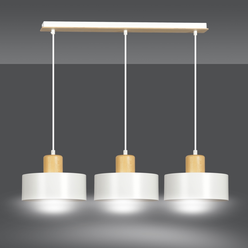 Candeeiro suspenso TORIN 3xE27/15W/230V branco