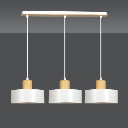 Candeeiro suspenso TORIN 3xE27/15W/230V branco